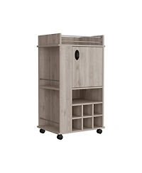 Flynama Bar Cart with Cabinet and 6 Built-in Wine Racks, Rolling Serving Cart with Casters for Home Entertaining