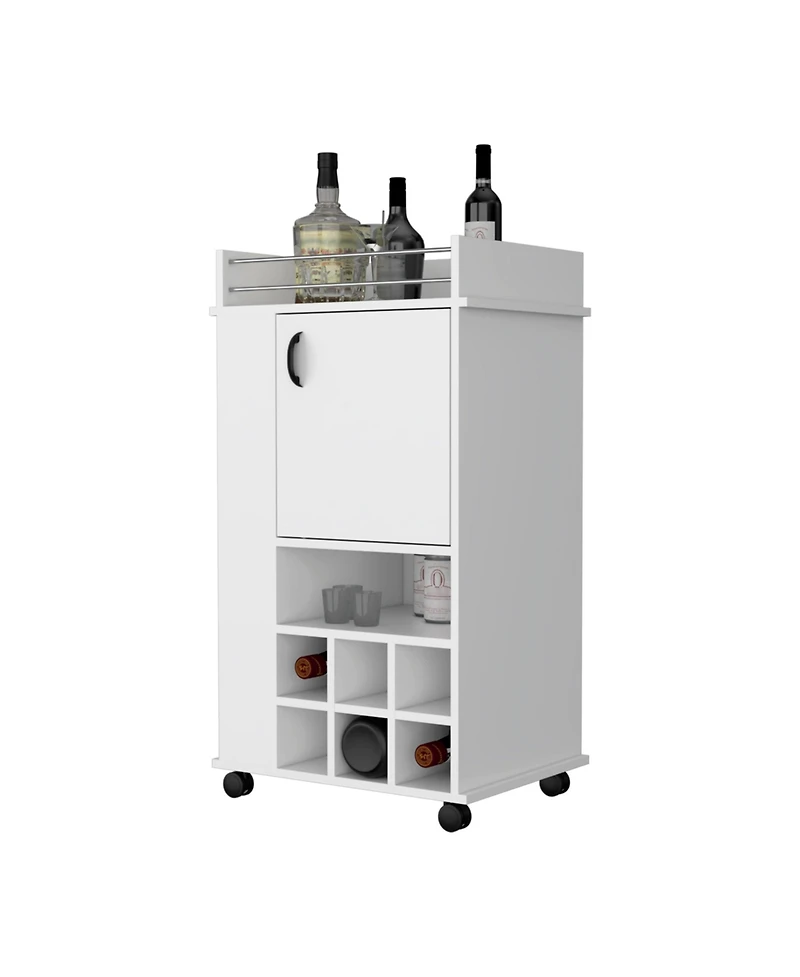 flynama Bar Cart with 2 Cabinets with Casters Finish