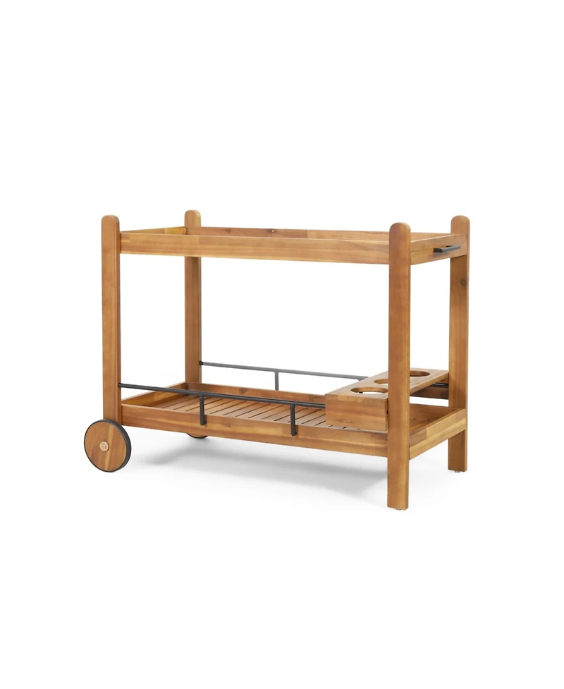 Flynama Bar Cart 31.50" H x 42.75" W x 22.00" D with 1 Shelf with Casters Natural Finish