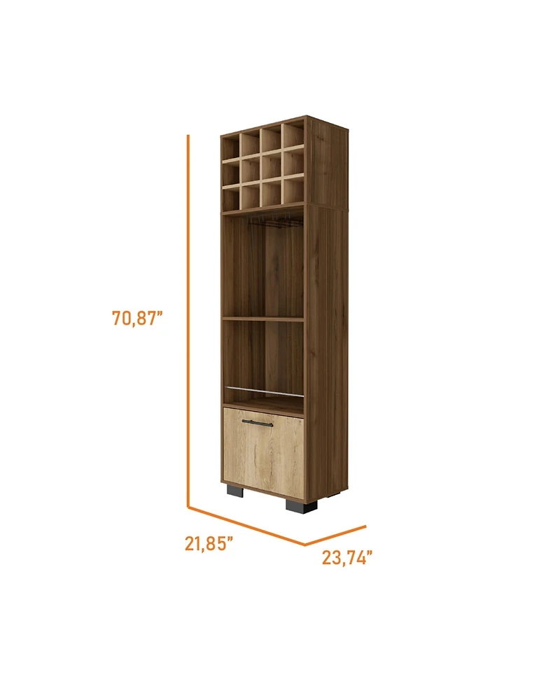Flynama Bar Cabinet 20" H x 20.5" W with 1 Cabinet, 2 Drawers, 1 Shelf Macadamia Finish