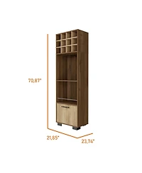 Flynama Bar Cabinet 20" H x 20.5" W with 1 Cabinet, 2 Drawers, 1 Shelf Macadamia Finish