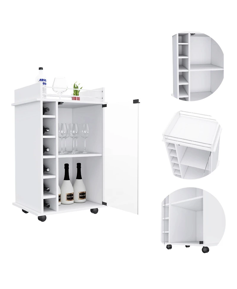 Flynama Bar Cart with 1 Cabinet with Casters Finish