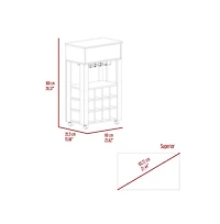 Flynama Light Bar Cart with 12 Built-in Wine Rack, 8-Glass Rack and Spacious Drawer