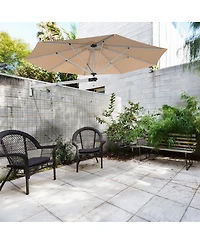 Gouun 8 ft Wall-Mounted Telescopic Folding Patio Umbrella with Adjustable Pole