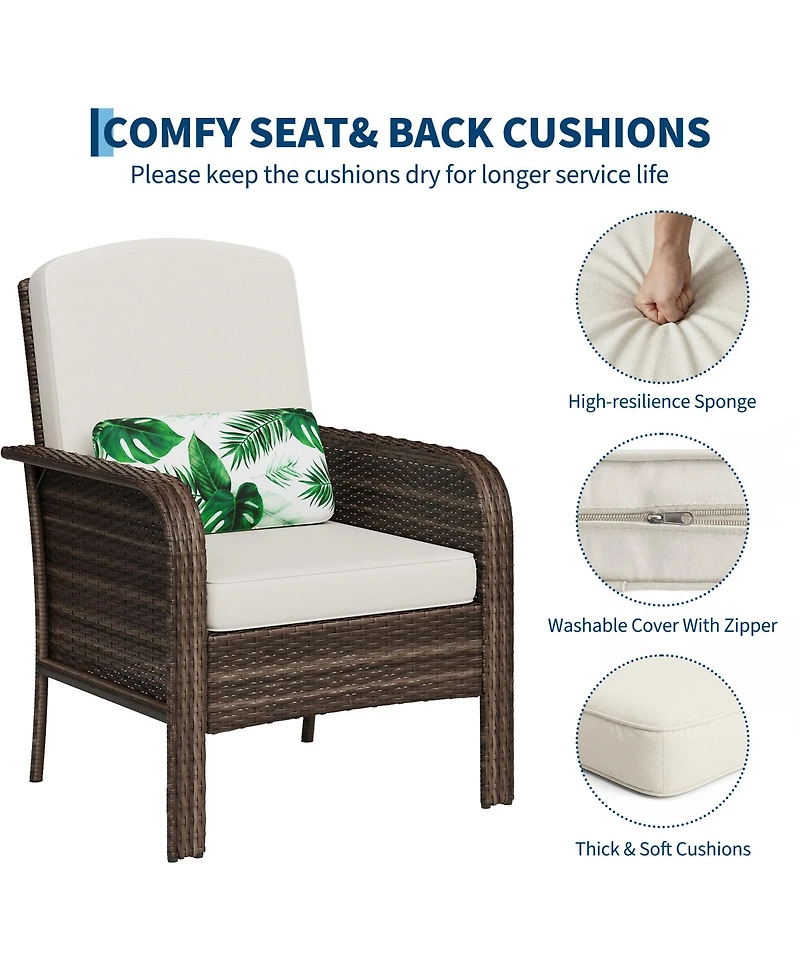 gaomon Patio 3 Pieces Swivel Glider Set - Pe Rattan Metal Gradient Rattan, Cushion