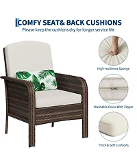 gaomon Patio 3 Pieces Swivel Glider Set - Pe Rattan Metal Gradient Rattan, Cushion