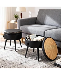 Homfan Modern Storage Ottoman and Vanity Stool, Synthetic Leather Round Seat, 330 lb Capacity Steel Legs, Multi-Functional Footrest and Bedroom Bench
