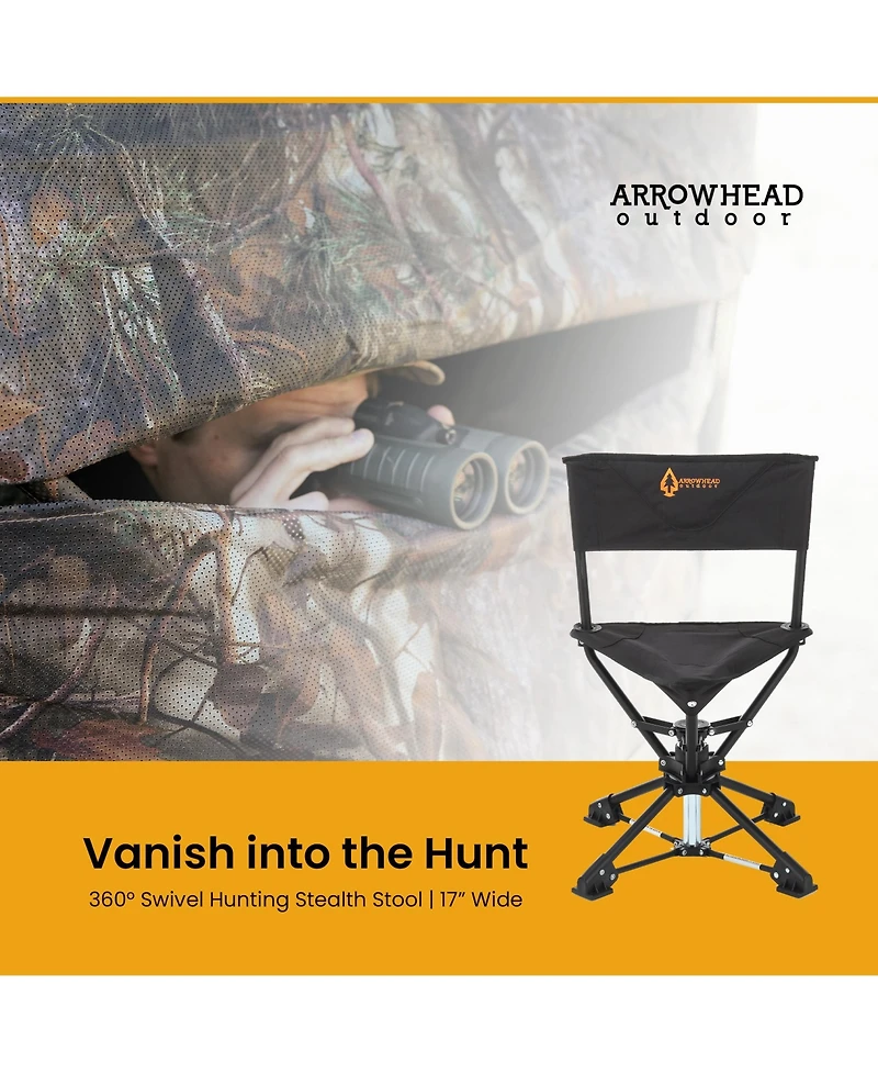 Arrowhead Outdoor 360degree(s) Degree Compact Swivel Hunting Stool Chair with No-Sink Feet - (2-Pack)