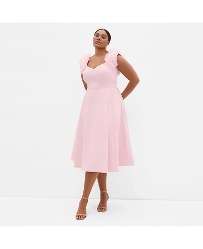 City Chic Women's Roselyn Ruffle Tulle Midi Dress