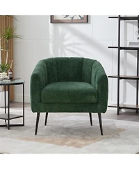 Streamdale Furniture Chenille Barrel Accent Chair, Metal Legs, Tufted