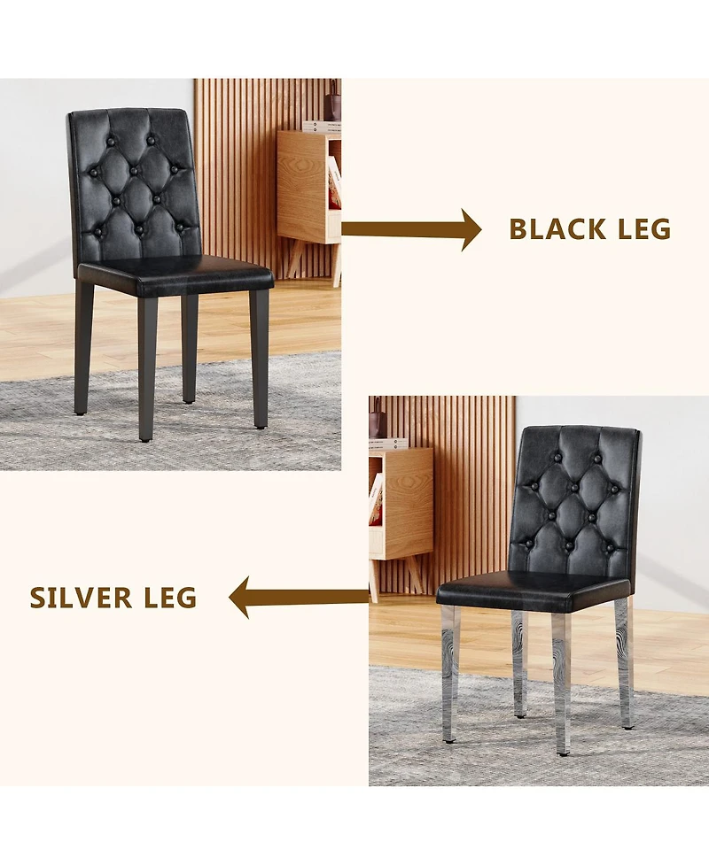 Streamdale Furniture Elegant Pu Dining Chair with Ergonomic Buckle Backrest