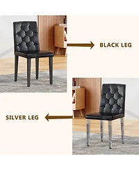 Streamdale Furniture Elegant Pu Dining Chair with Ergonomic Buckle Backrest