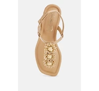 London Rag Women's Salwa Floral Applique Thong Sandals