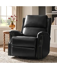 Hulala Home Felisa Traditional Swivel Rocker Manual Genuine Leather Recliner