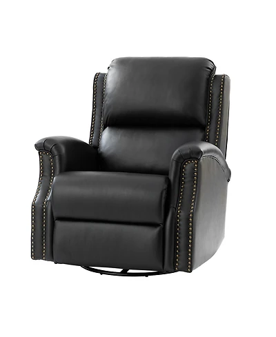 Hulala Home Felisa Traditional Swivel Rocker Manual Genuine Leather Recliner