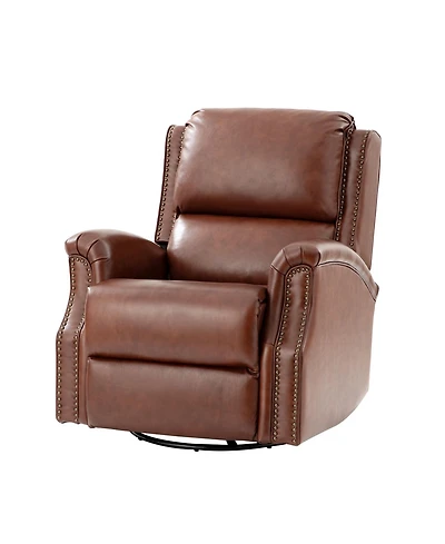 Hulala Home Felisa Traditional Swivel Rocker Manual Genuine Leather Recliner