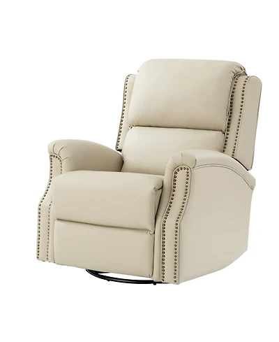Hulala Home Felisa Traditional Swivel Rocker Manual Genuine Leather Recliner