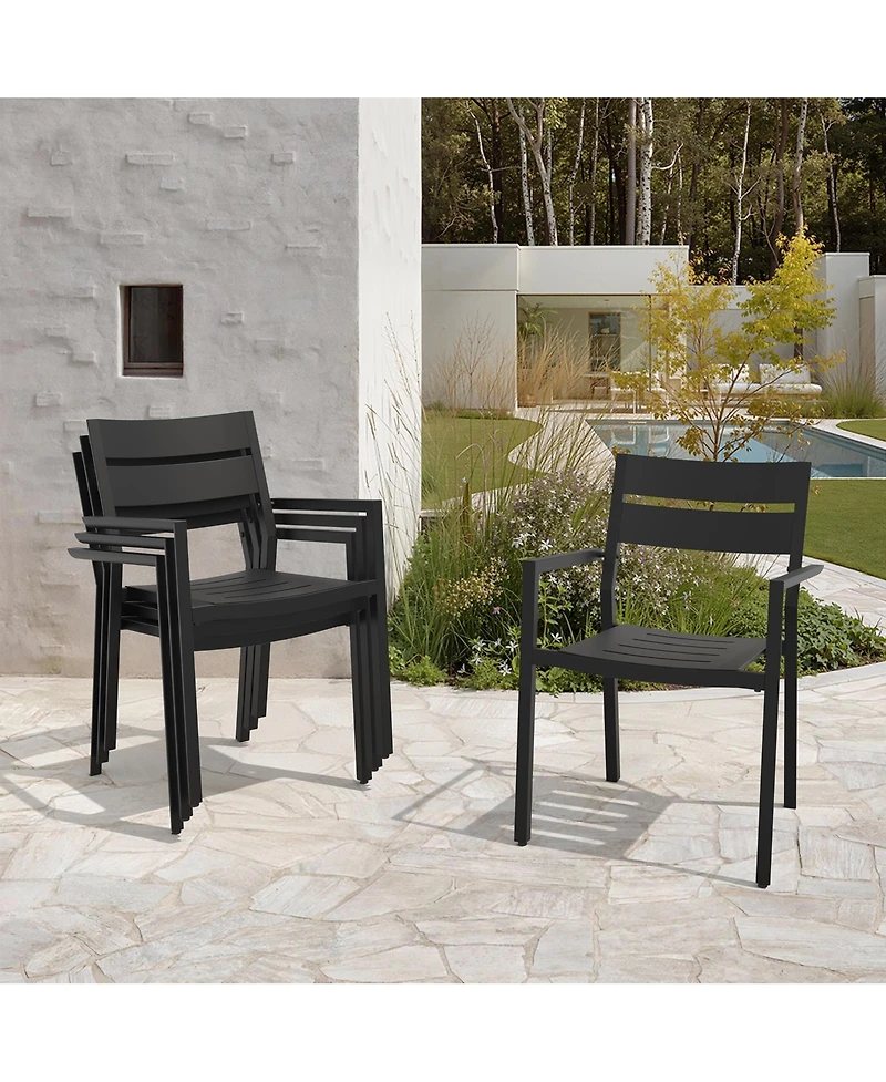 Pellebant Outdoor Patio All-Weather Dining Chairs Set Aluminum Stackable Armchair