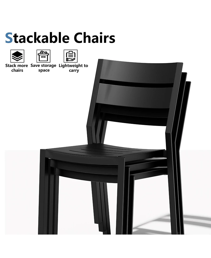 Pellebant Outdoor Patio All-Weather Dining Chairs Set Aluminum Stackable Chairs