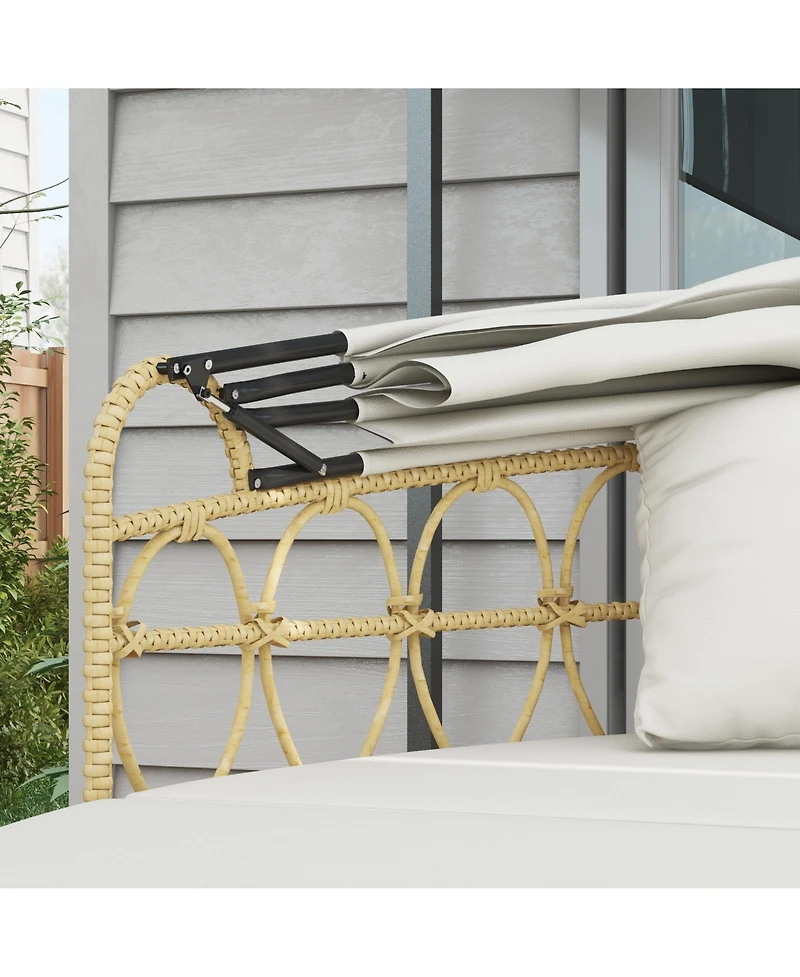 Outsunny Patio Furniture Set w/ Cushions, Outdoor Daybed w/ Canopy,