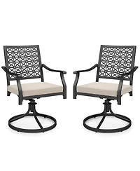 Gymax 2 Pieces Outdoor Swivel Chairs Patio Dining Chairs w/ Padded Cushions