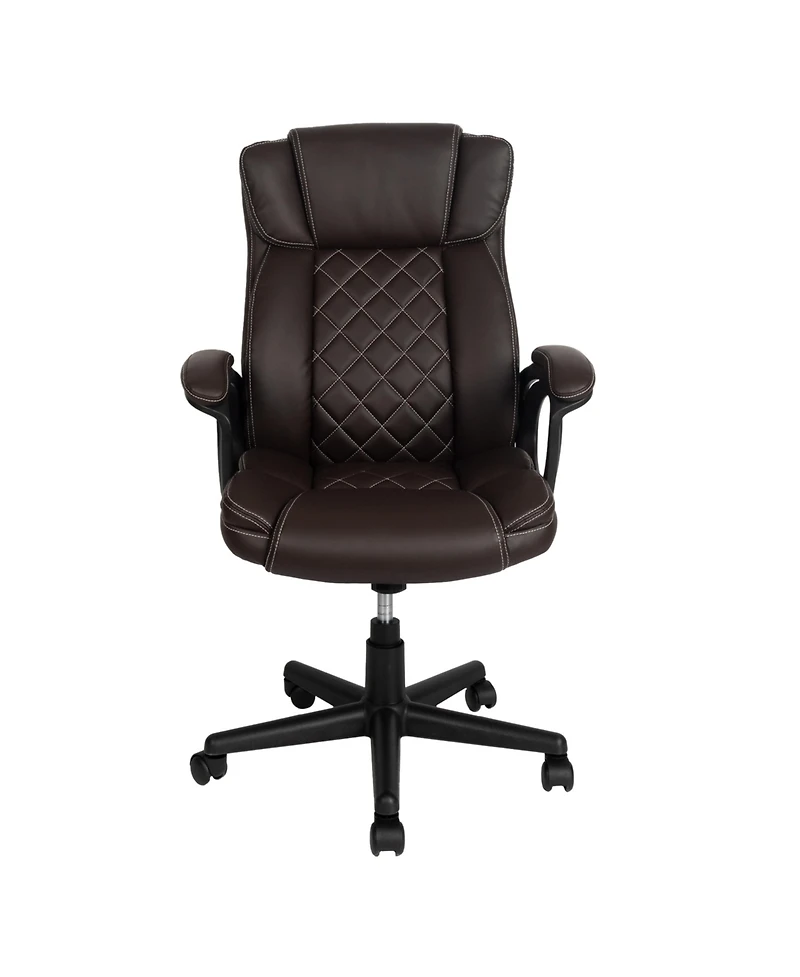 Flynama Ergonomic Executive Faux Leather Office Chair,Diamond-Stitched High Back Chair
