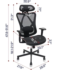 Flynama Mesh Office Chair with Mute Wheel,Adjustable Lumbar Headrest Chair