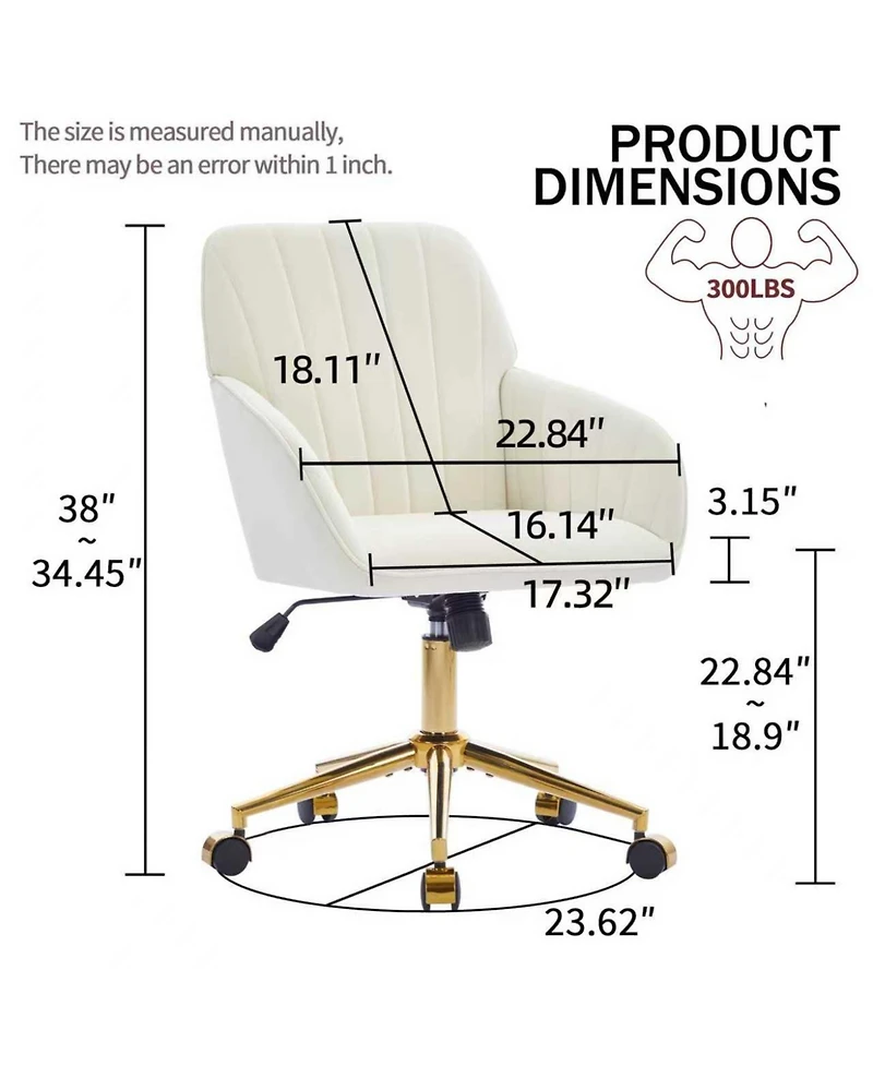 Flynama Gold Base Luxury Ergonomic Swivel Office Chair,Long Sitting Comfort Chair