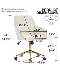 Flynama Gold Base Luxury Ergonomic Swivel Office Chair,Long Sitting Comfort Chair