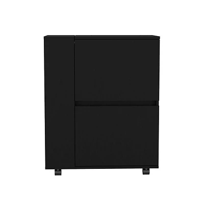Flynama Belleville Bar Cart with Dual Cabinets and Mobile Design