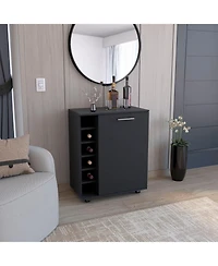 Flynama Bar Cart with Integrated Storage, Spacious Cabinet and Smooth Rollers