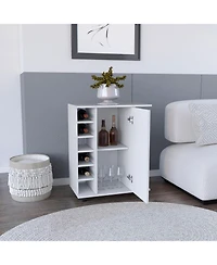 Flynama Cabot Bar Cart with 6 Wine Cubbies, 2 Side Shelves and Casters