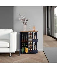 Flynama 2 External Shelves, 6 Wine Racks and Locking Casters