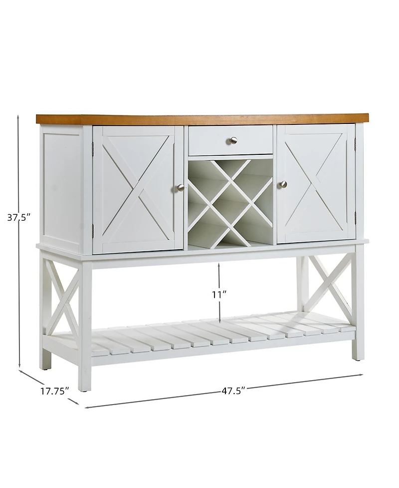 Flynama Bar Cabinet Console Table with 2 Doors, 1 Drawer and Wine Rack