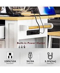 Flynama Kitchen Island with Bar Stools with 3 Cabinets, 2 Drawers, 1 Shelf with Casters Finish