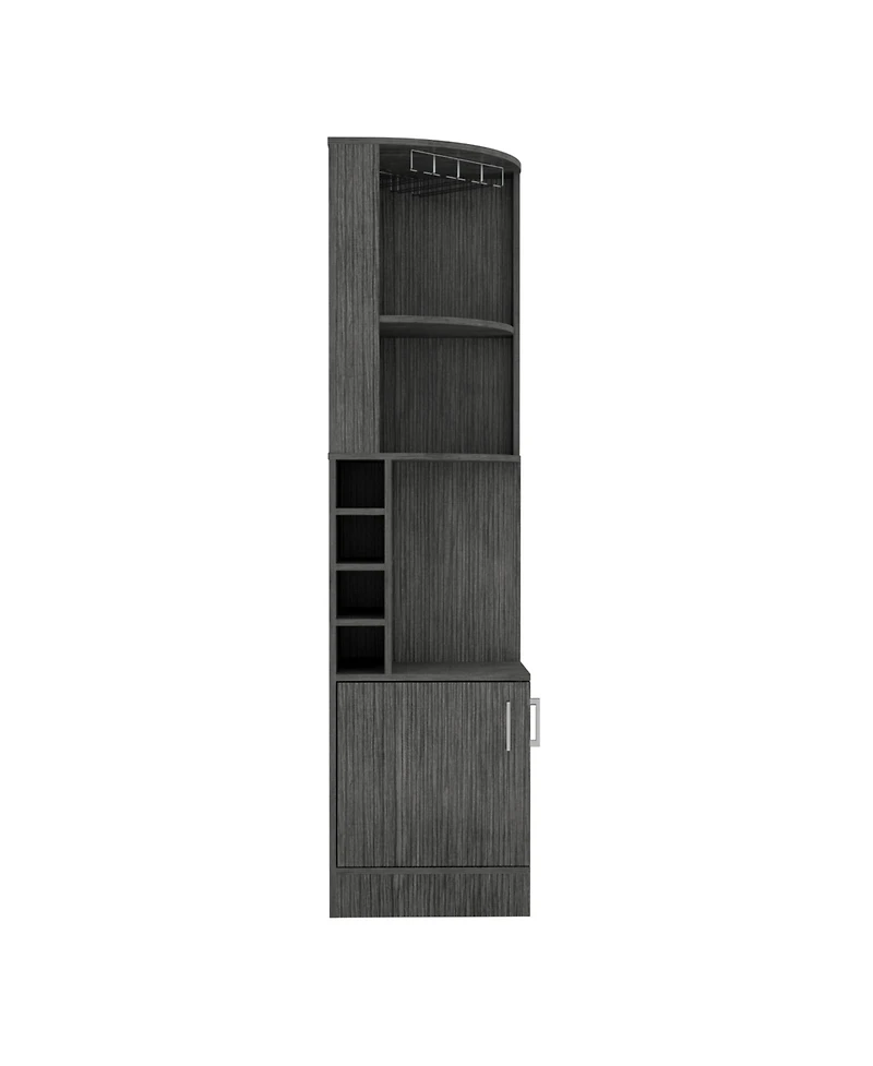 Flynama Corner Bar Cabinet with 3 Cabinets 12 Wine Rack Oak Finish