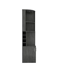 Flynama Corner Bar Cabinet with 3 Cabinets 12 Wine Rack Oak Finish