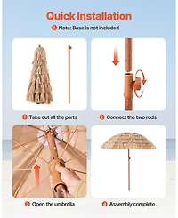 Gouun 6.5 ft Thatched Tiki Patio Umbrella with 30-Degree Tilt and 8 Metal Ribs