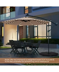 Gouun 10 ft Solar Led Offset Hanging Patio Umbrella with 40 Lights and Cross Base