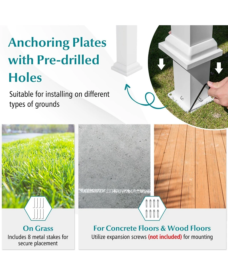 Gouun 12 x 10 ft Outdoor Pergola with Retractable Canopy and Aluminum Frame