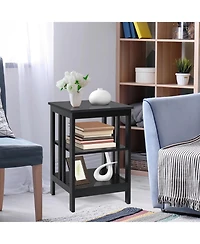 Gouun 3-Tier Square Nightstand with Side Baffles and Round Corners, 16 x 16 x 24 in
