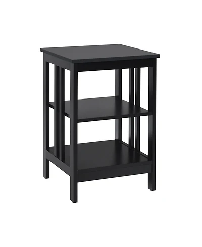 Gouun Set of 2 3-Tier Nightstands with Reinforced Side Bars and Open Shelves