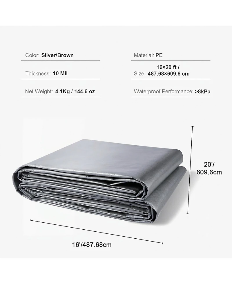 Sugift Waterproof Outdoor Cover Tarp 10 Mil Uv and Temperature Resistant