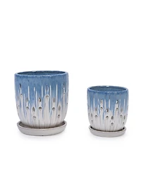 Clihome Handmade Gradient Ceramic Planter Set, Indoor & Outdoor Flower Pots for Orchids