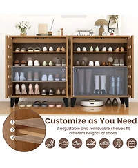 Gouun 4-Tier Farmhouse Shoe Organizer with Louvered Door and 110 lbs Countertop