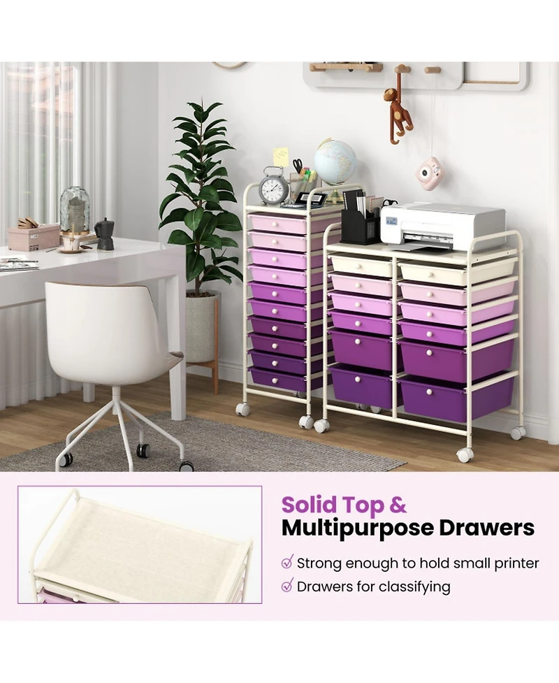 Gouun Compact 12-Drawer Rolling Organizer Cart with Metal Frame