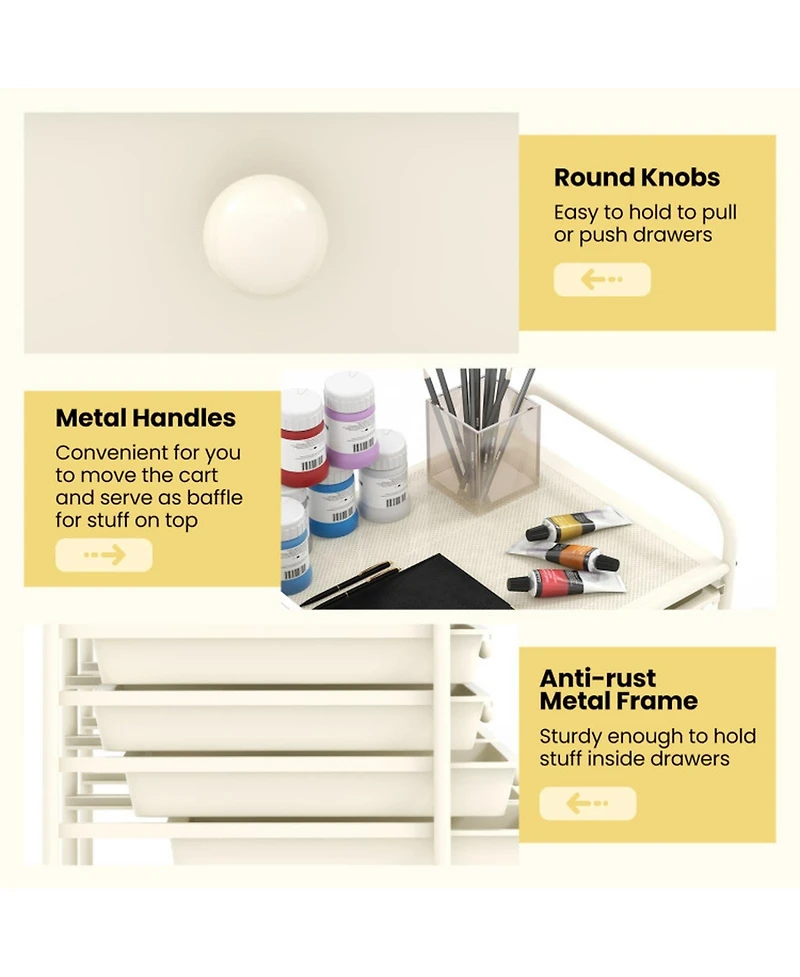Gouun 12-Drawer Multi-Purpose Rolling Cart with Removable Drawers and Top Storage