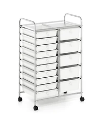 Gouun 15-Drawer Chrome Rolling Storage Trolley with 88 lbs Total Capacity