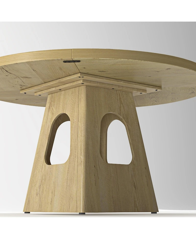 Rainsken 47" Round Dining Table for 4-6, Farmhouse Kitchen Table with Wooden Tabletop and Storage Base for Living Room, Dining Room