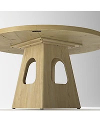 Rainsken 47" Round Dining Table for 4-6, Farmhouse Kitchen Table with Wooden Tabletop and Storage Base for Living Room, Dining Room